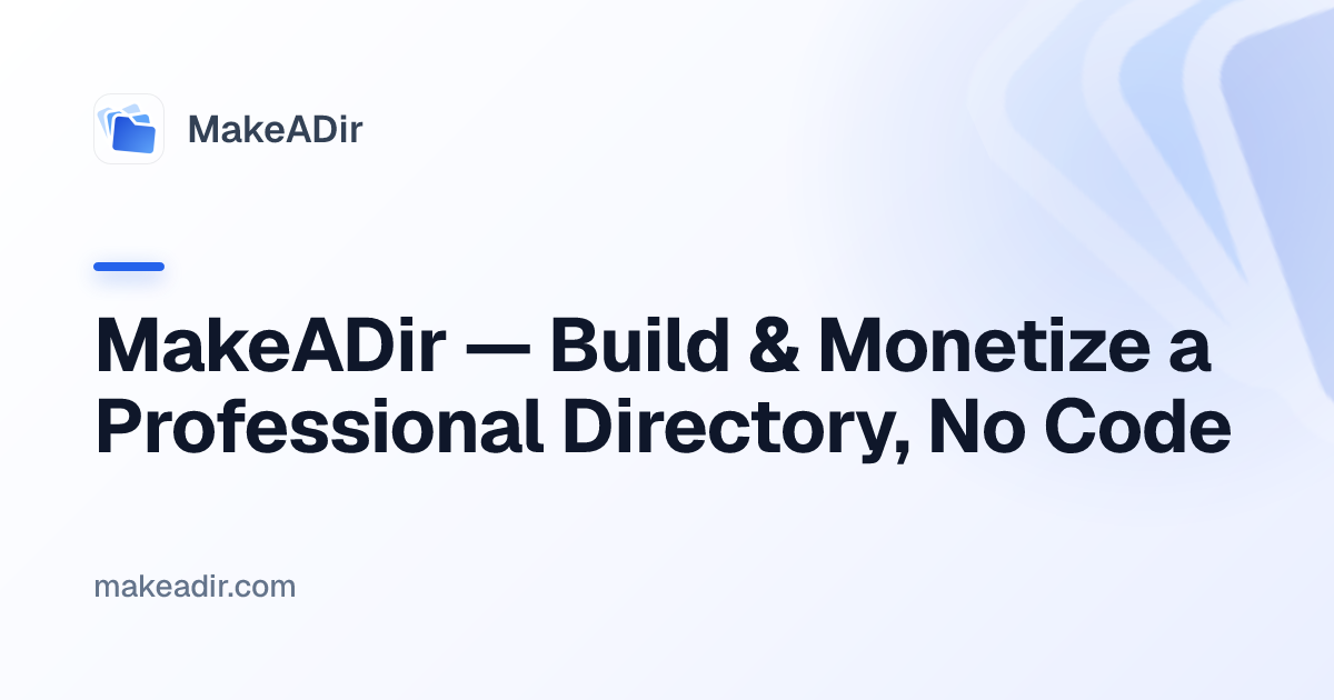 MakeADir - AI No-Code Directory Website Builder